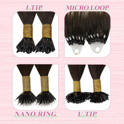 Echthaar Bonding Extensions Ombre Dunkelbraun Blond 35cm