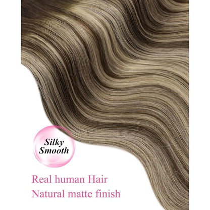 Tape-in Haarverlängerung Ombre Braun Blond 55cm Echthaar