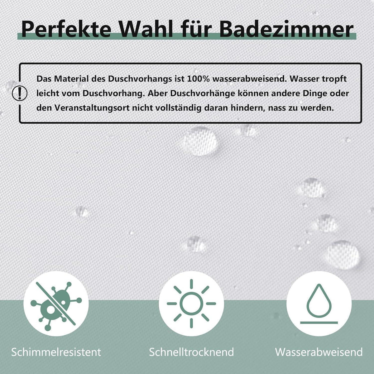 Duschvorhang wasserabweisend 180x220 cm – Anti-Schimmel & Schnelltrocknend
