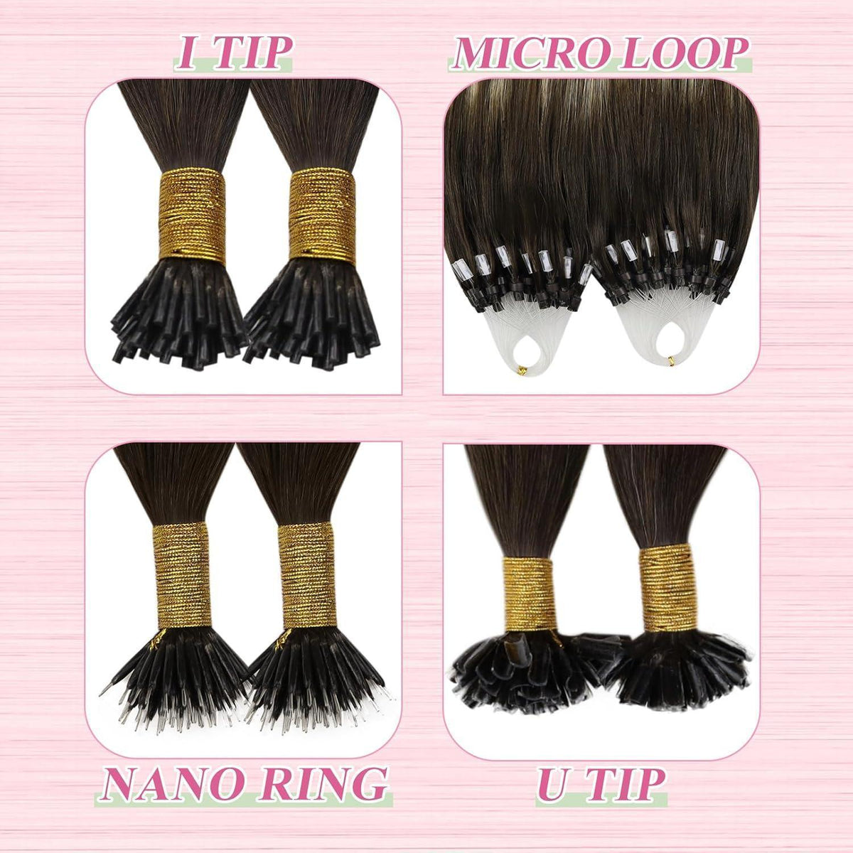 Echthaar Bonding Extensions Ombre Dunkelbraun-Aschblond 50cm
