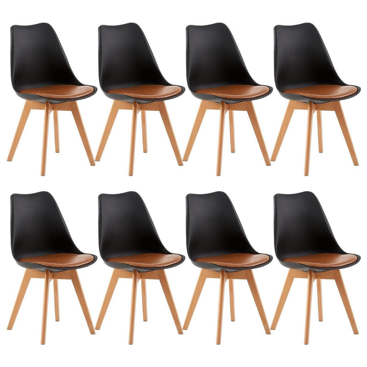 Esszimmerstühle Set 8 – Skandinavisch, Bugholz, Schwarz & Braun