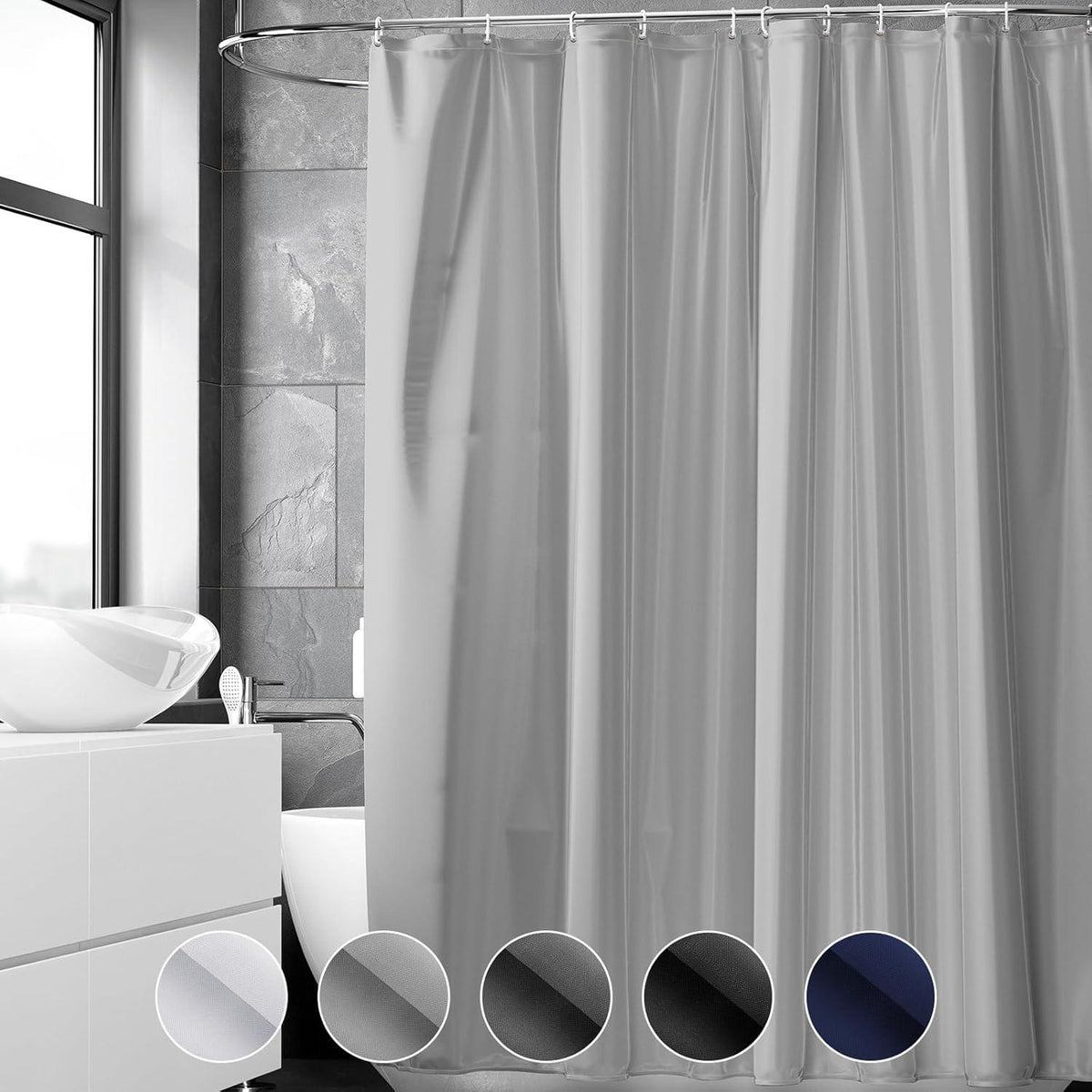 Duschvorhang Anti-schimmel wasserdicht PVC Textil grau