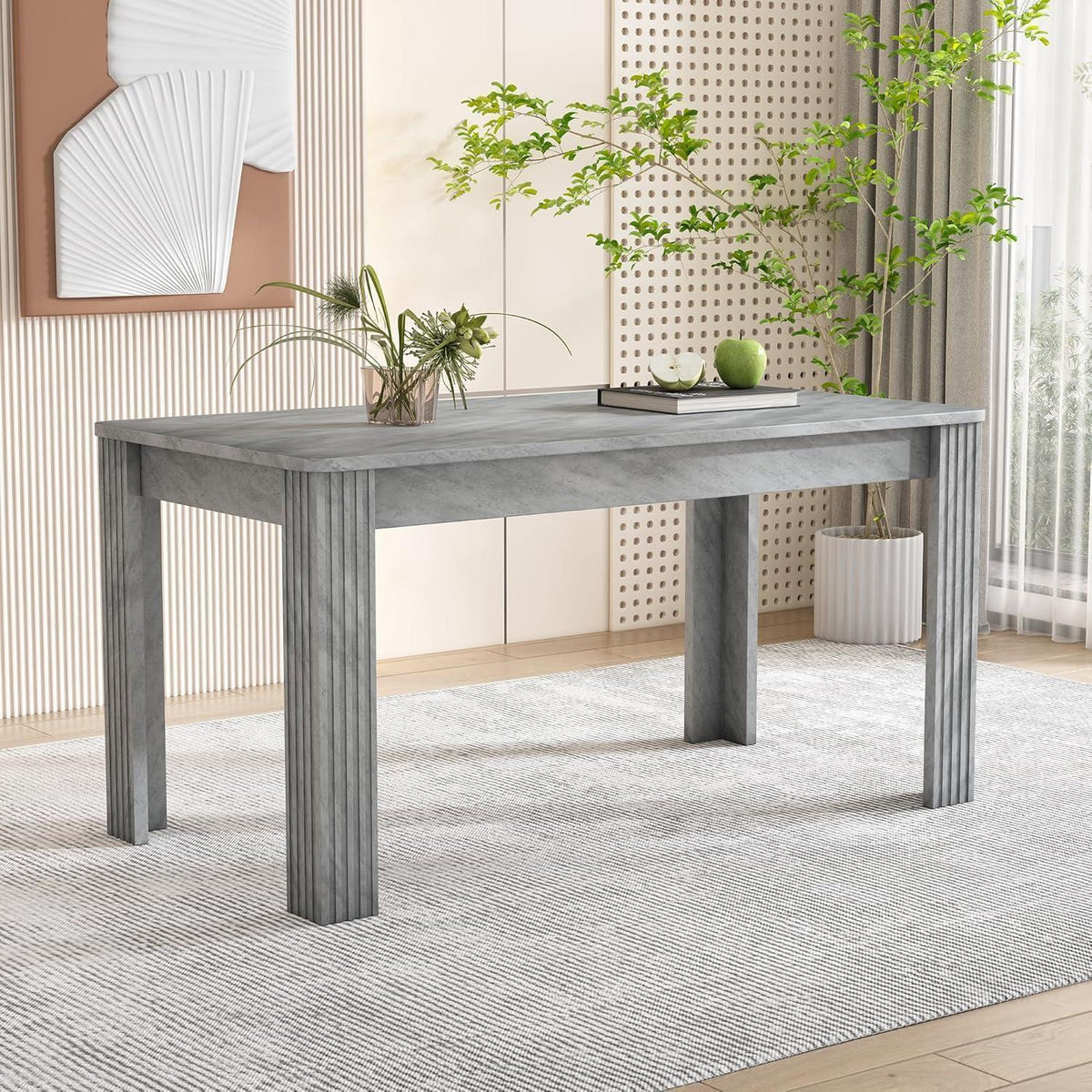 Rechteckiger Esstisch 117cm – Grau für Küche, Esszimmer & Wohnzimmer