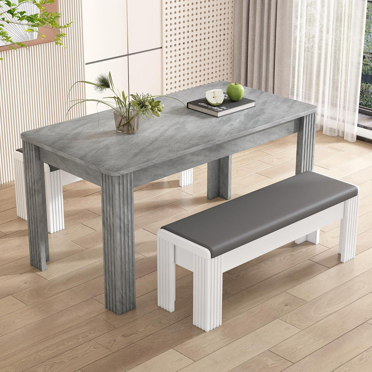 Rechteckiger Esstisch 117cm – Grau für Küche, Esszimmer & Wohnzimmer