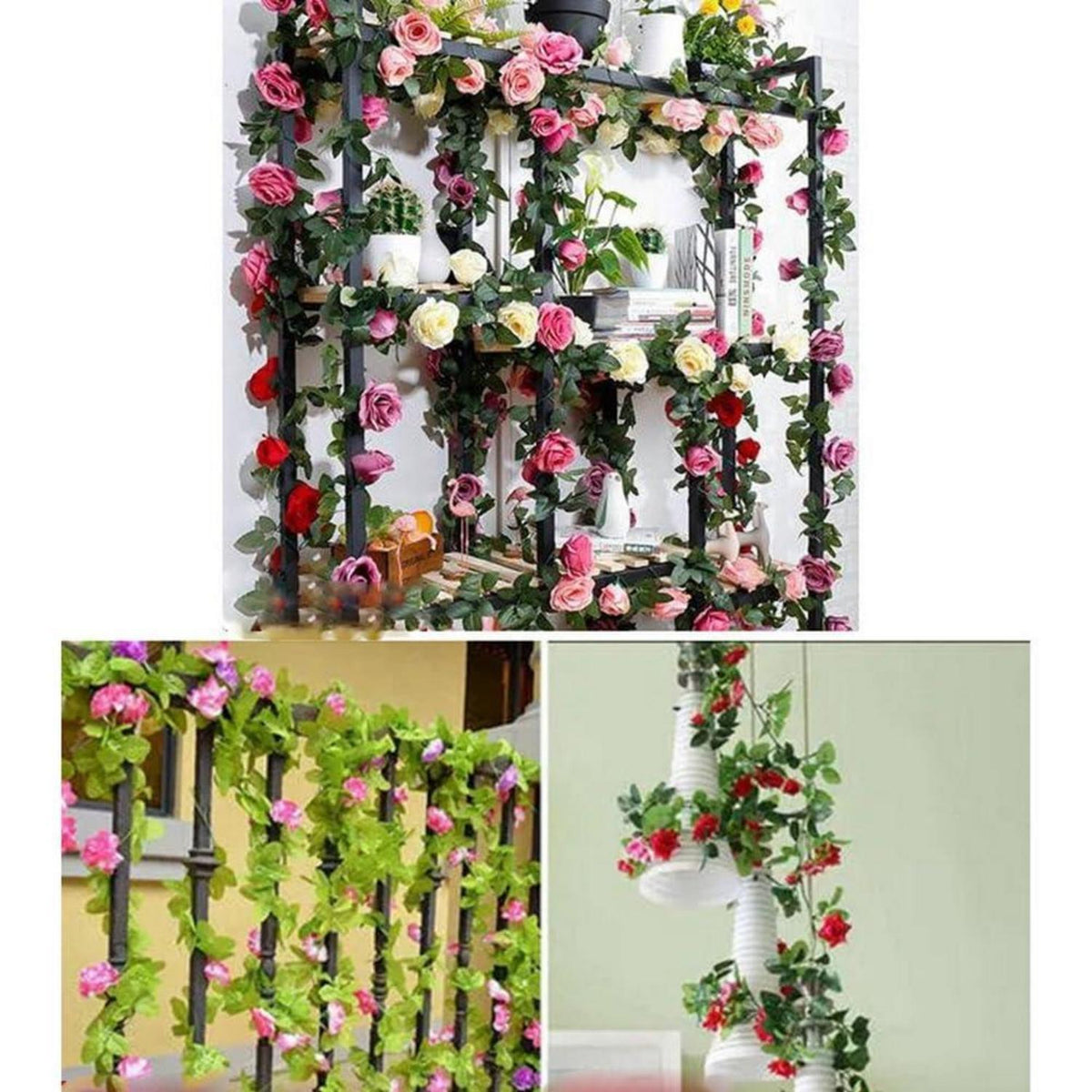 2x 1.8m Künstliche Rosen Girlande – Romantische Blütenrebe für Deko