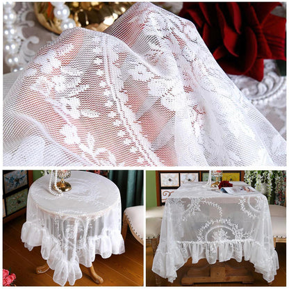 Vintage Spitze Tischdecke Blumenstickerei 150x150cm