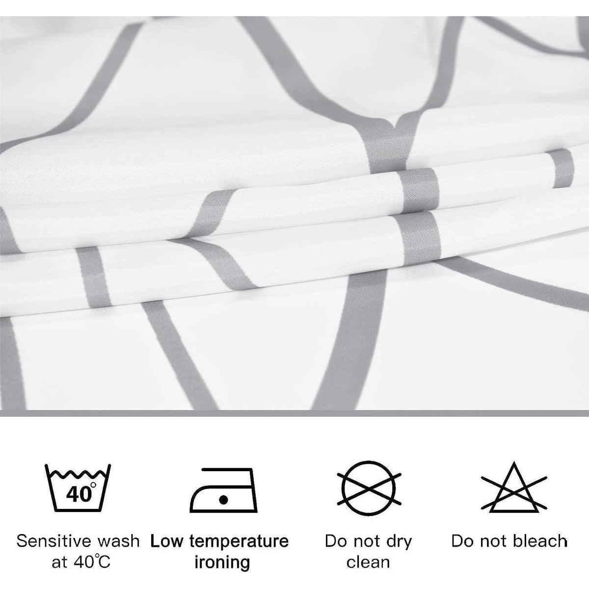 Duschvorhang Grau Gestreift 180x200cm Wasserdicht Textil mit Ösen