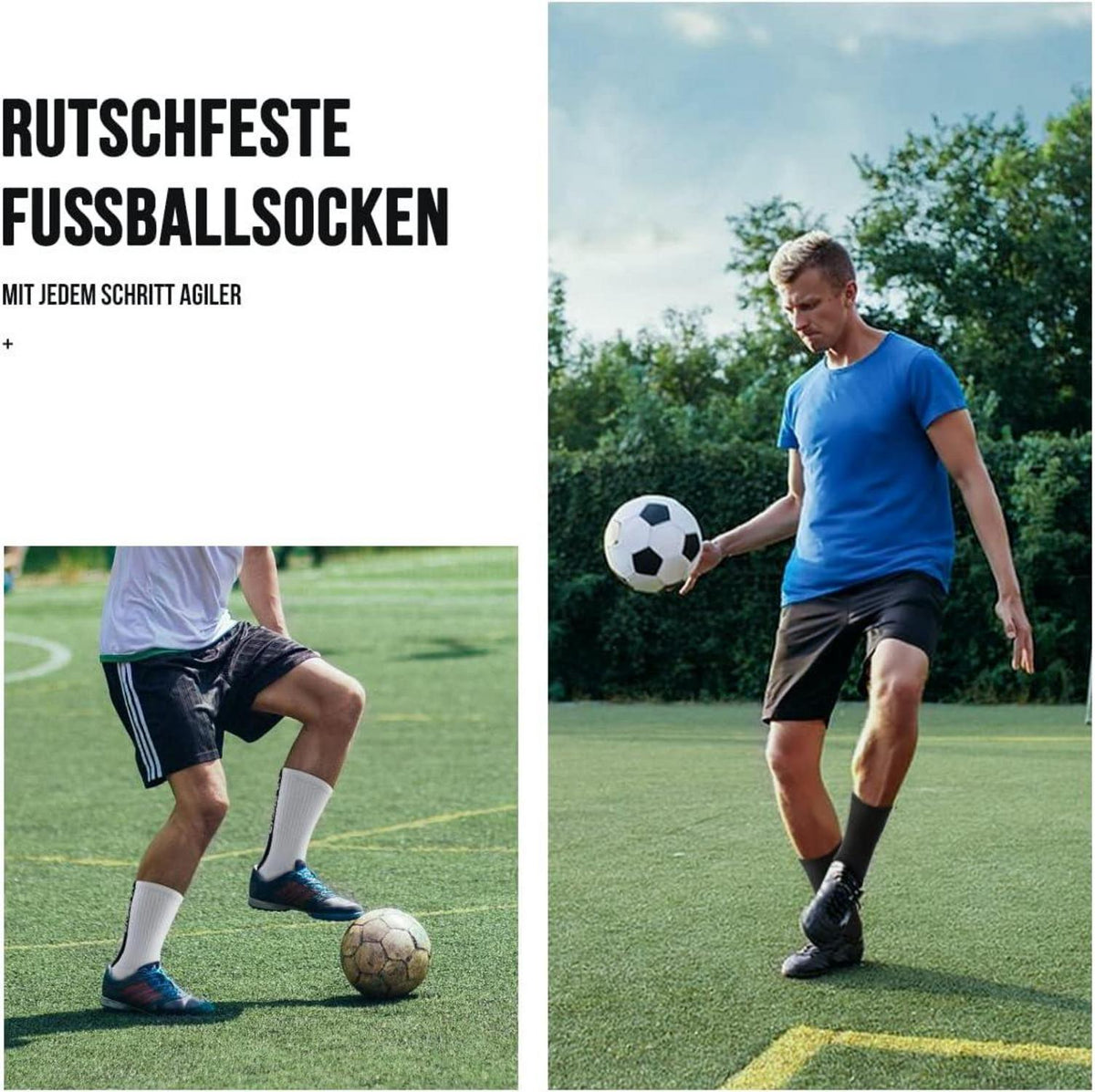 Grip Fußballsocken 3 Paar Rutschfeste Damen Herren 35-39 39-46 Schwarz