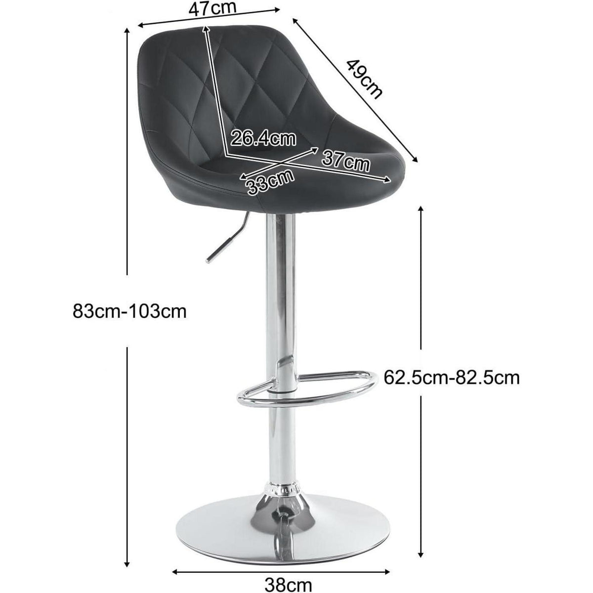 LEADZM Barhocker 2er Set, höhenverstellbar & drehbar, Schwarz