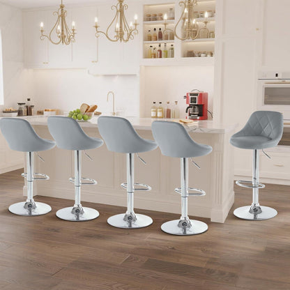 LEADZM Barhocker 2er Set, Höhenverstellbar & Drehbar, Grau