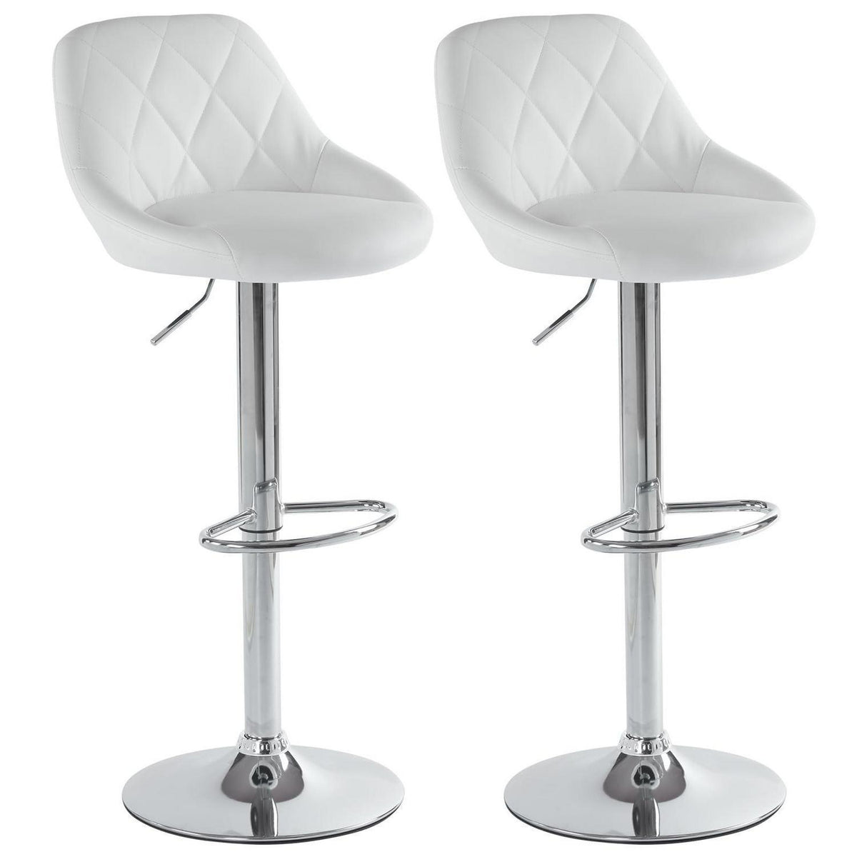 LEADZM Barhocker 2er Set, Weiß – Höhenverstellbar & Drehbar