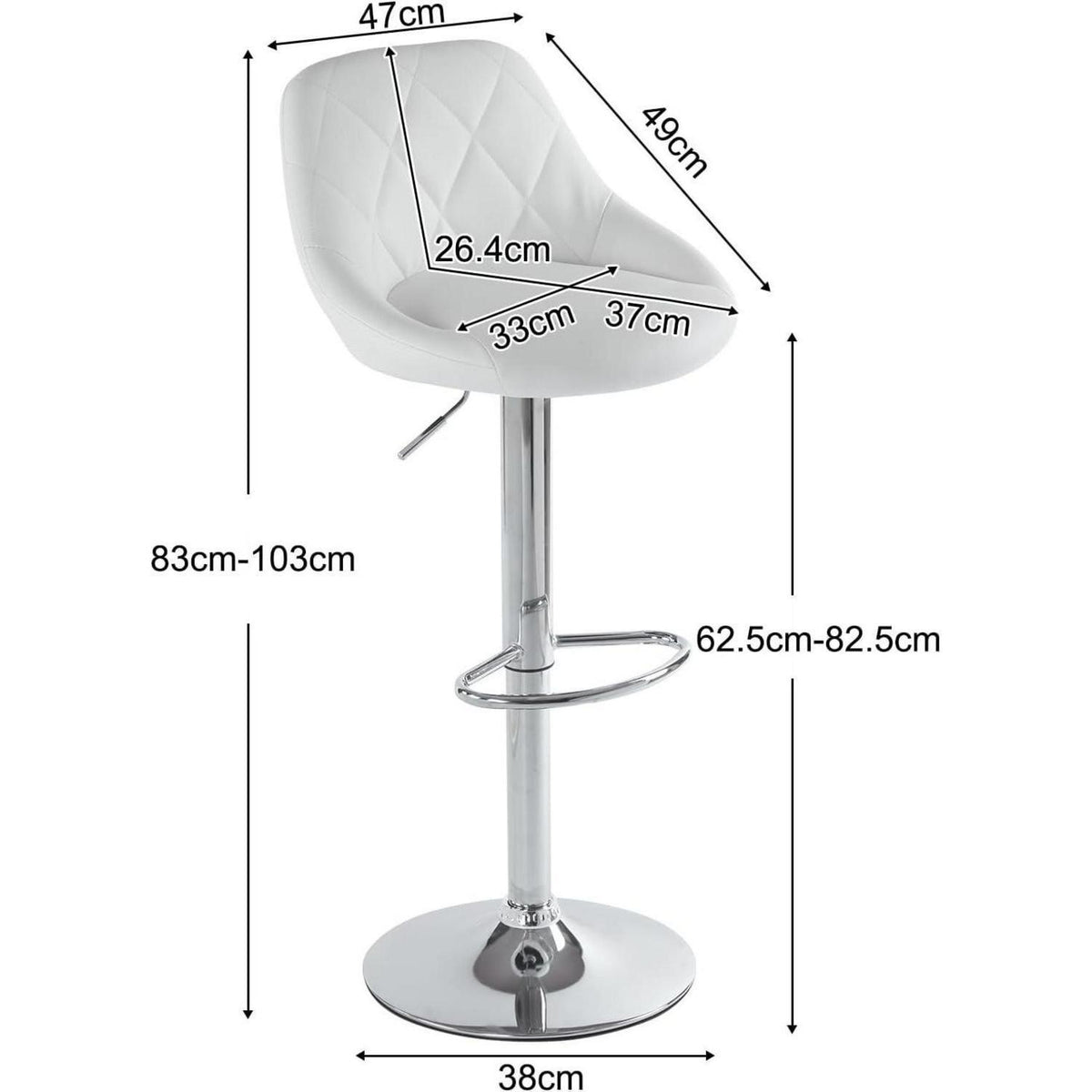 LEADZM Barhocker 2er Set, Weiß – Höhenverstellbar & Drehbar