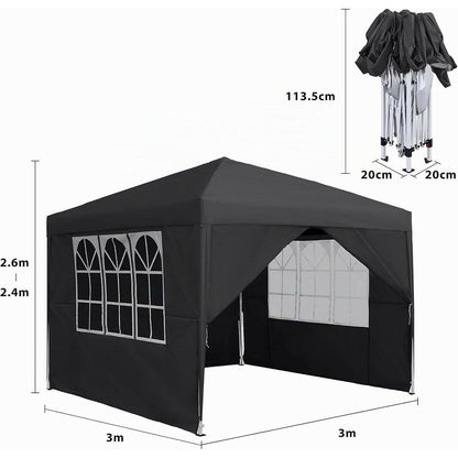 Faltpavillon 3x3m – Wasserdicht & UV-Schutz für Garten & Party