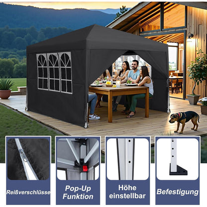 Faltpavillon 3x3m – Wasserdicht & UV-Schutz für Garten & Party