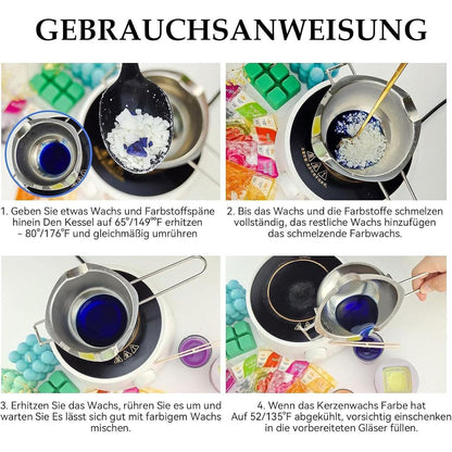 Kerzenwachs Farbe 8er Set für Sojawachs & Bienenwachs