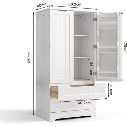 Weißer Hochschrank mit 2 Schubladen & 2 Türen