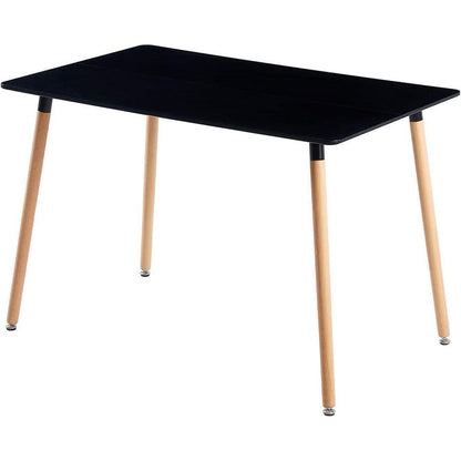 Rechteckiges Esszimmer-Set mit 6 Stühlen, Schwarz & Weiß