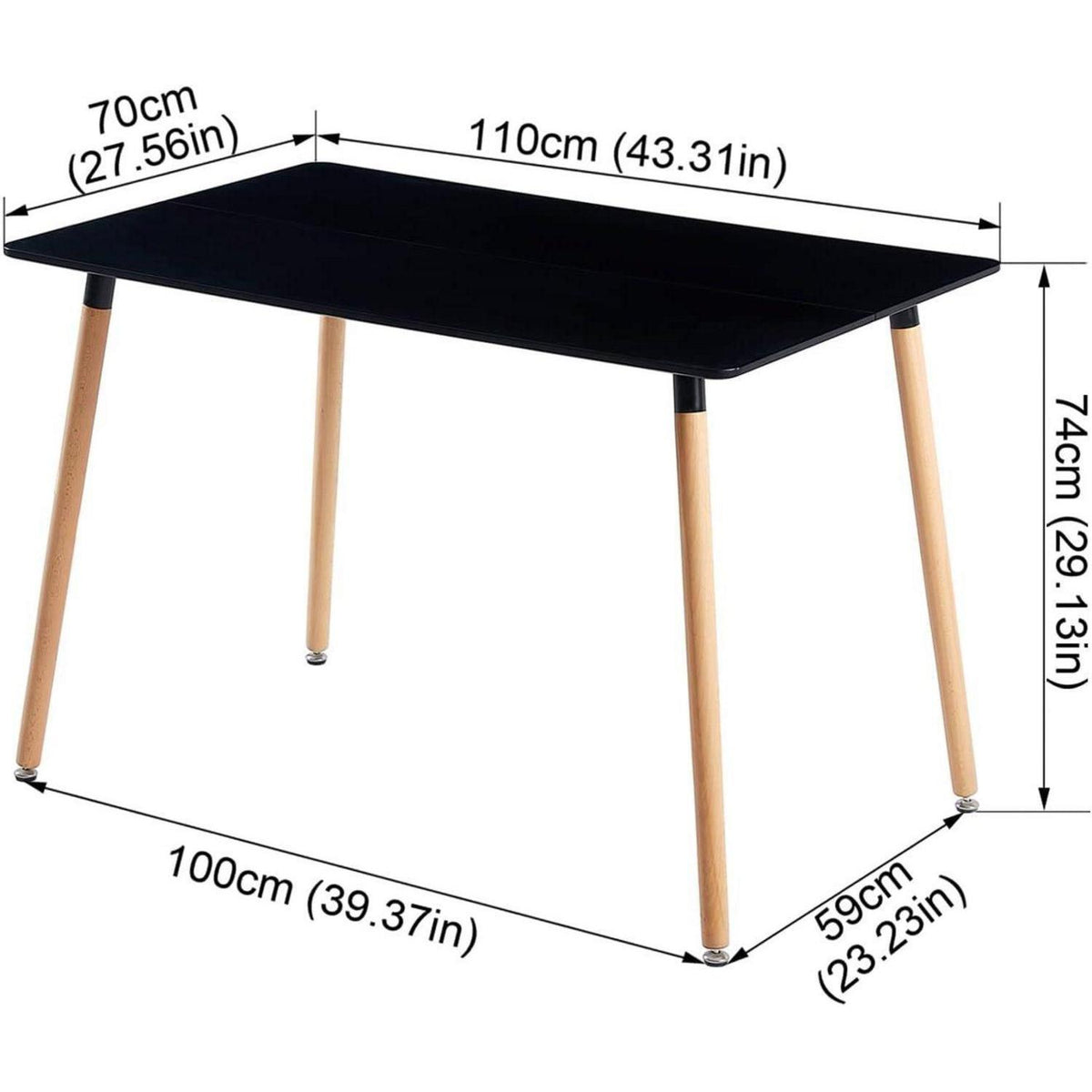 Rechteckiges Esszimmer-Set mit Tisch und 4 Stühlen – Schwarz & Grau