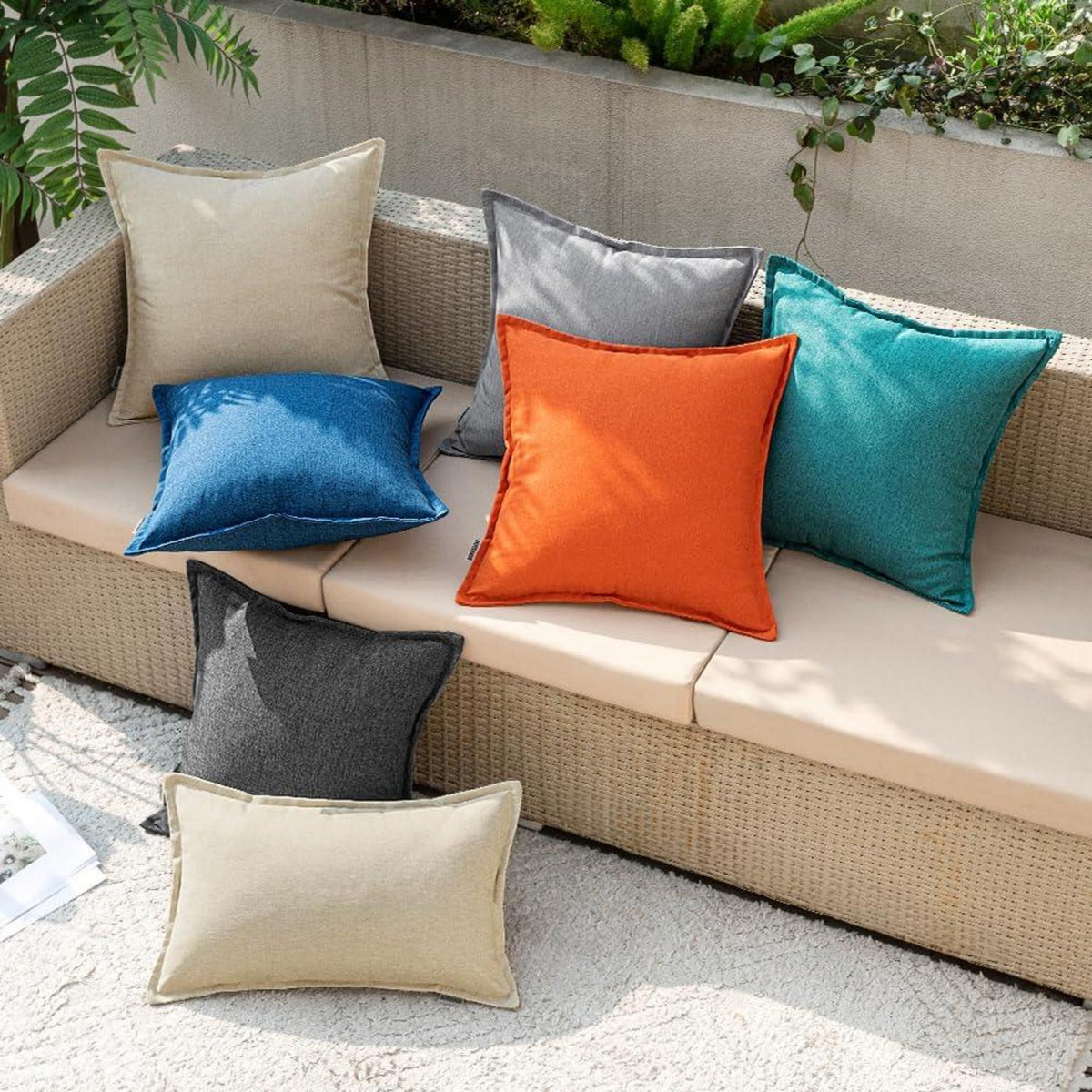 Outdoor Kissenbezüge Wetterfest 30x50cm Wasserfest 2er Set Beige