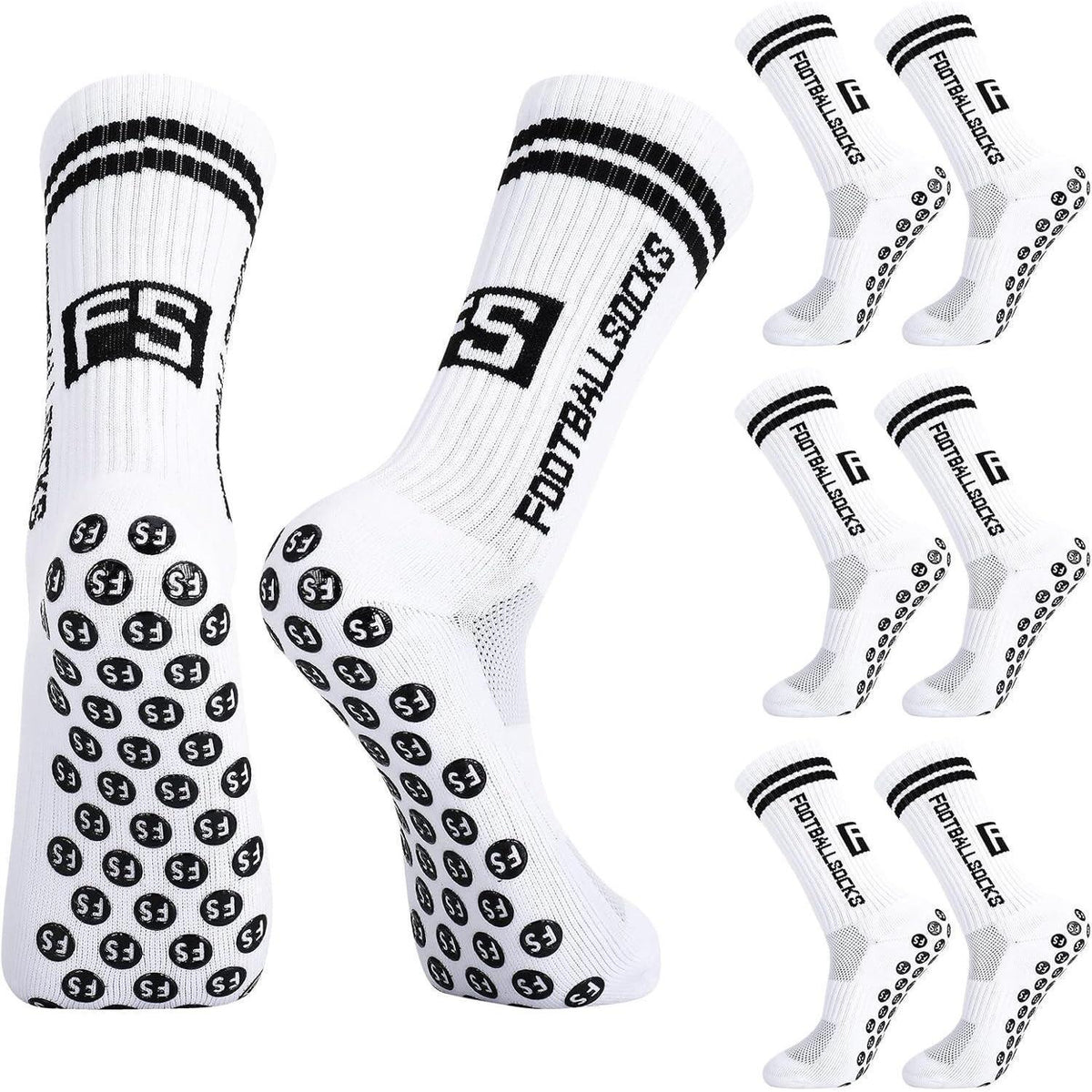 Kinder Fußballsocken Anti Rutsch 3 Paar Weiß Größe 31-34