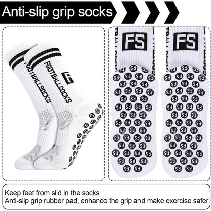 Kinder Fußballsocken Anti Rutsch 3 Paar Weiß Größe 31-34