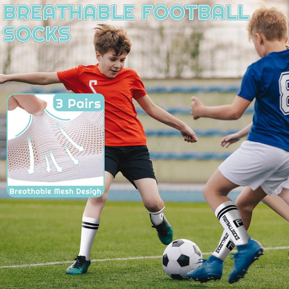 Kinder Fußballsocken Anti Rutsch 3 Paar Weiß Größe 31-34
