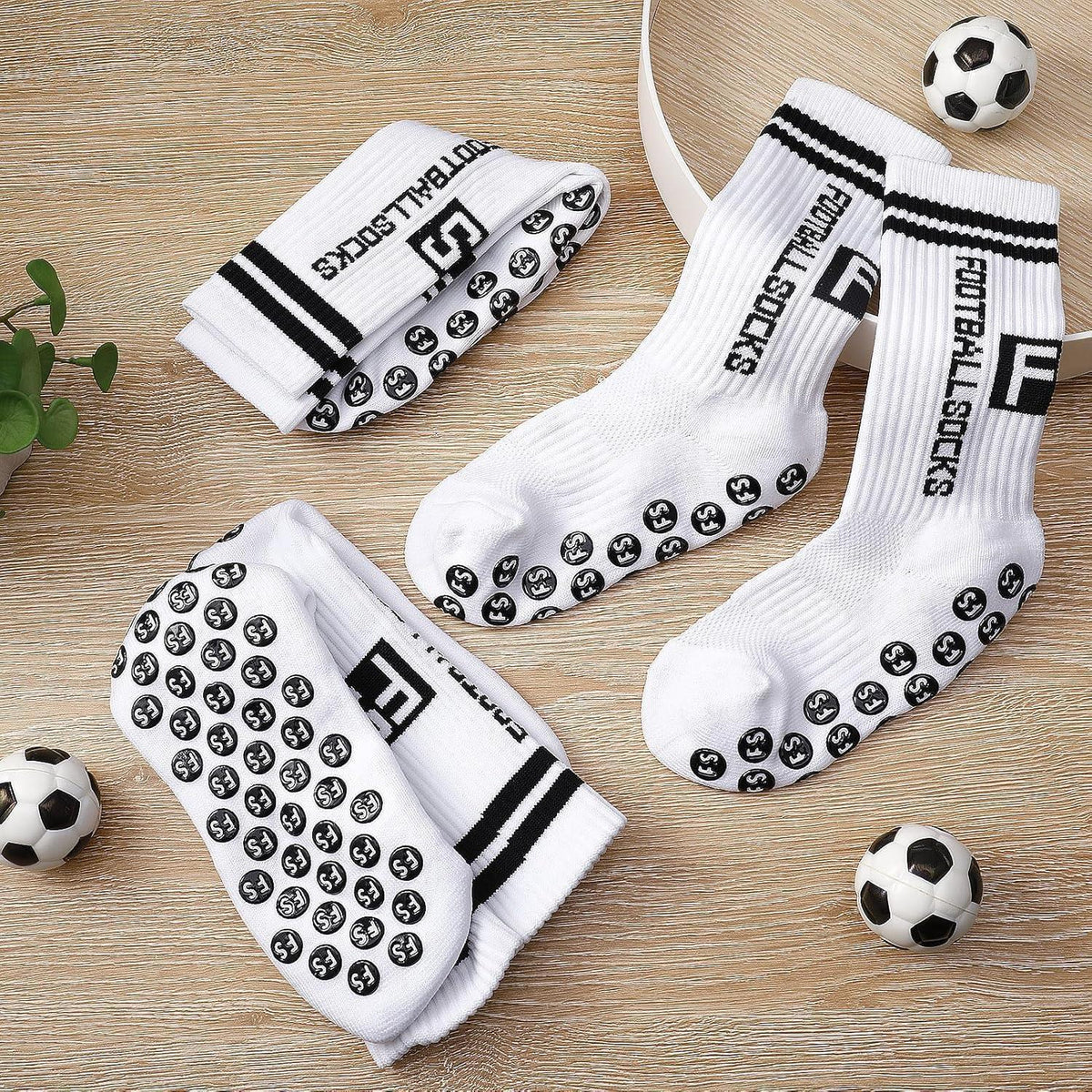 Kinder Fußballsocken Anti Rutsch 3 Paar Weiß Größe 31-34