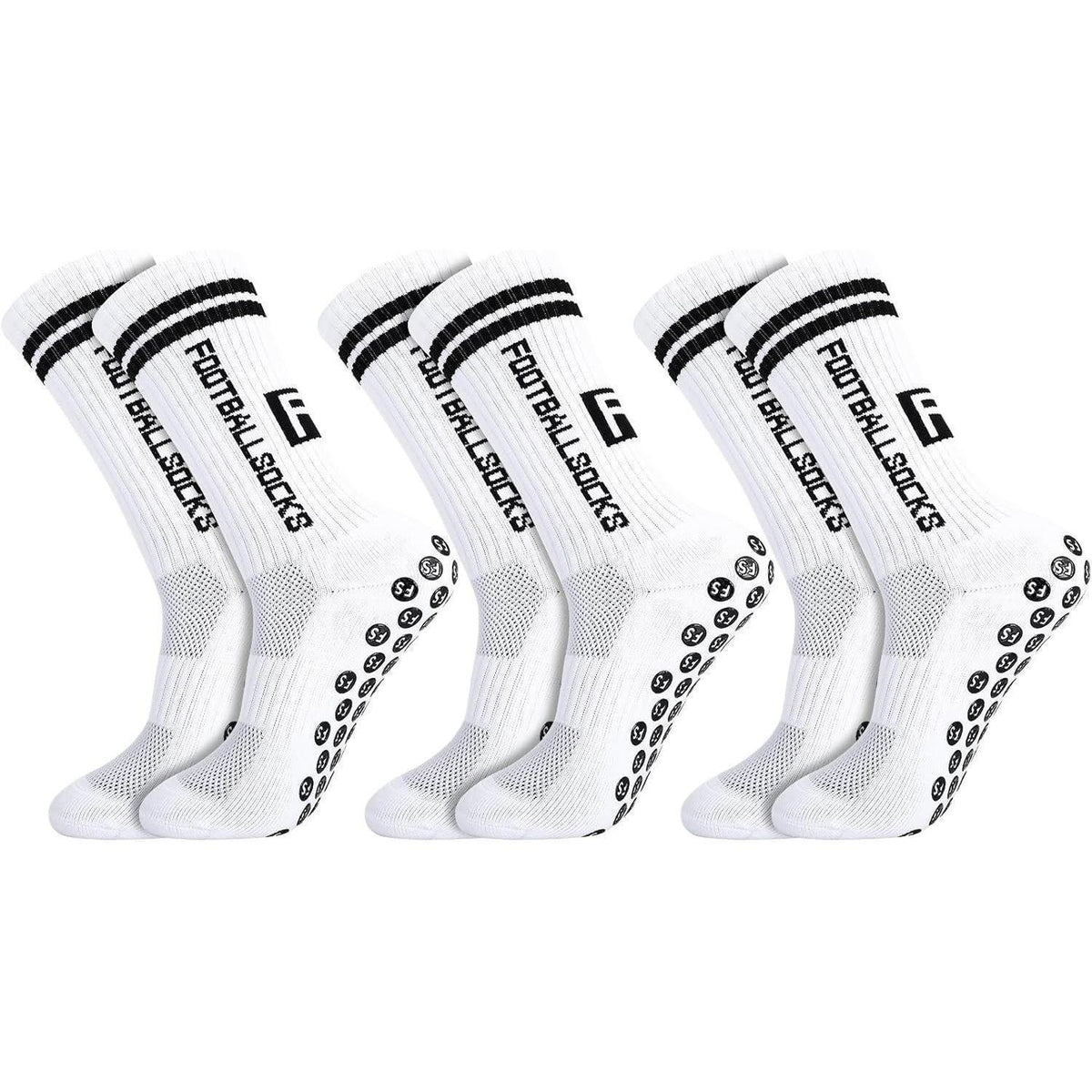 Kinder Fußballsocken Anti Rutsch 3 Paar Weiß Größe 31-34