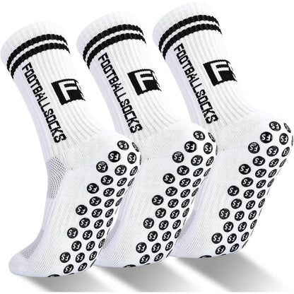 Kinder Fußballsocken Anti Rutsch 3 Paar Weiß Größe 31-34