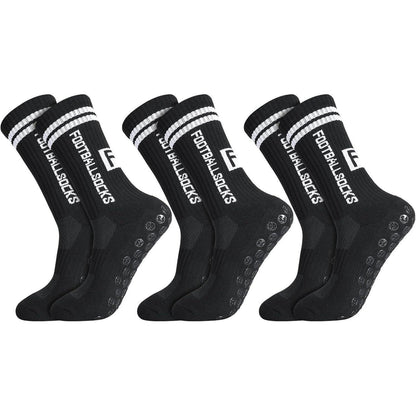 3 Paar Kinder Fußballsocken mit Anti-Rutsch-Grip, Gr. 31-34 Schwarz