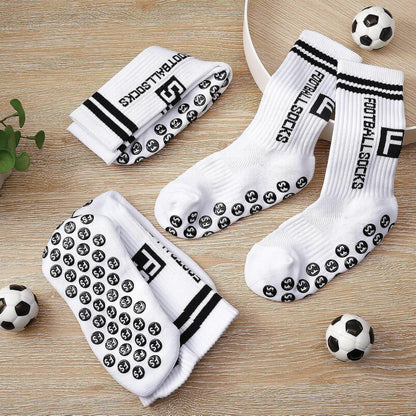 Kinder Fußballsocken 3 Paar Anti-Rutsch Grip Größe 35-39 Weiß