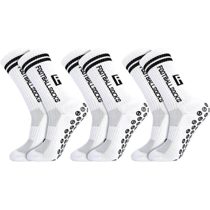 Kinder Fußballsocken 3 Paar Anti-Rutsch Grip Größe 35-39 Weiß