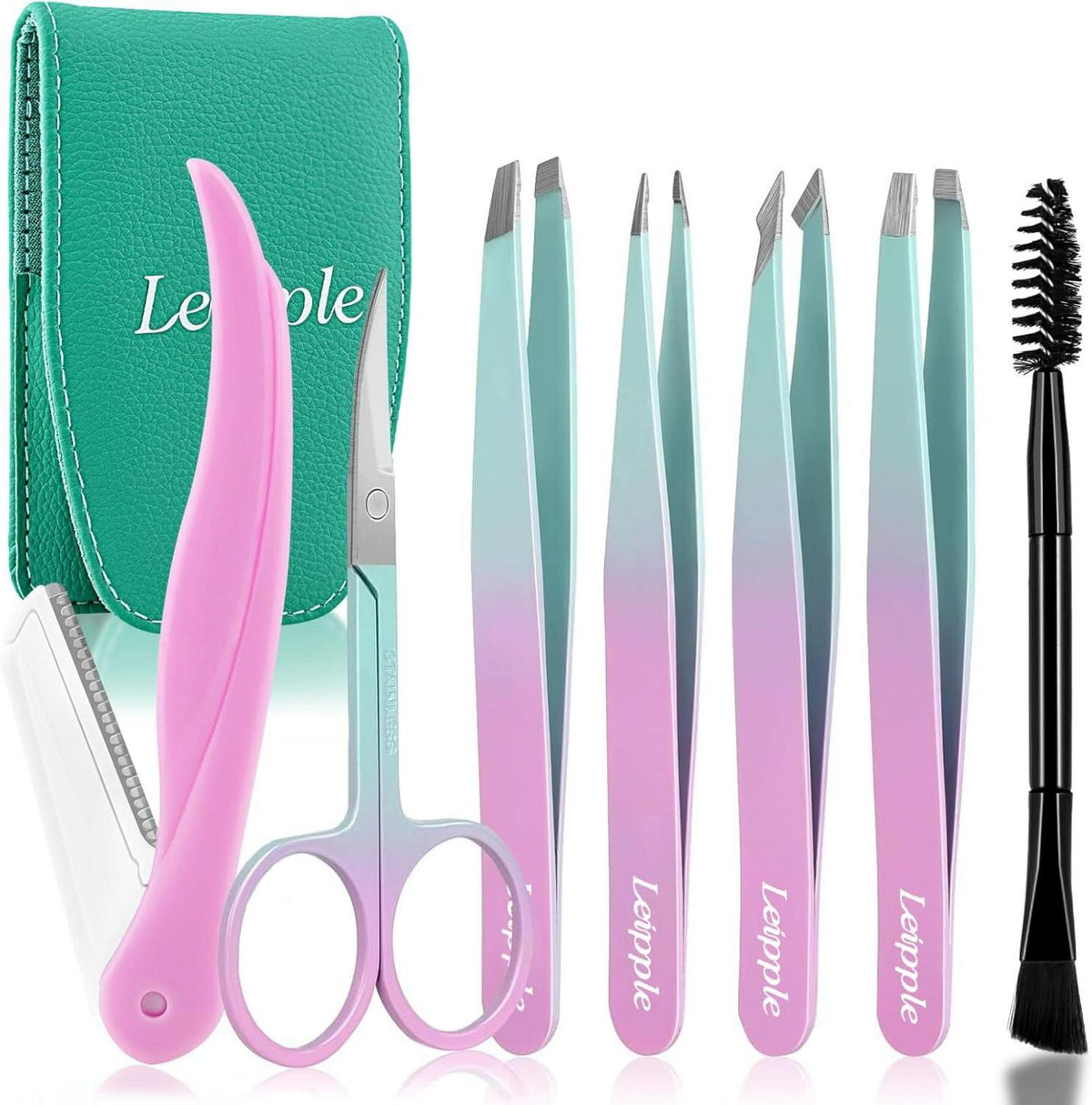 Pinzetten Set 7-teilig Präzisions Pinzetten mit Reiseetui Edelstahl