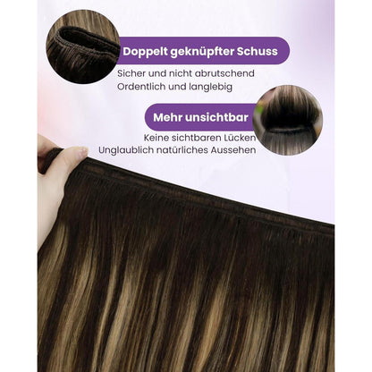 Echthaar Tressen Braun Balayage Ombre 35cm - Remy Human Hair