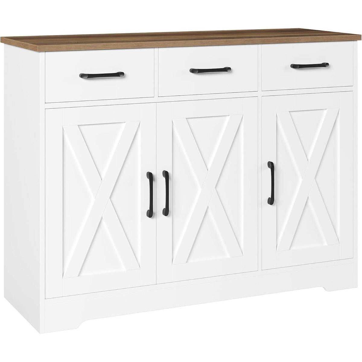 Sideboard mit Schubladen & Türen – Weiß & Braun, Küchenschrank