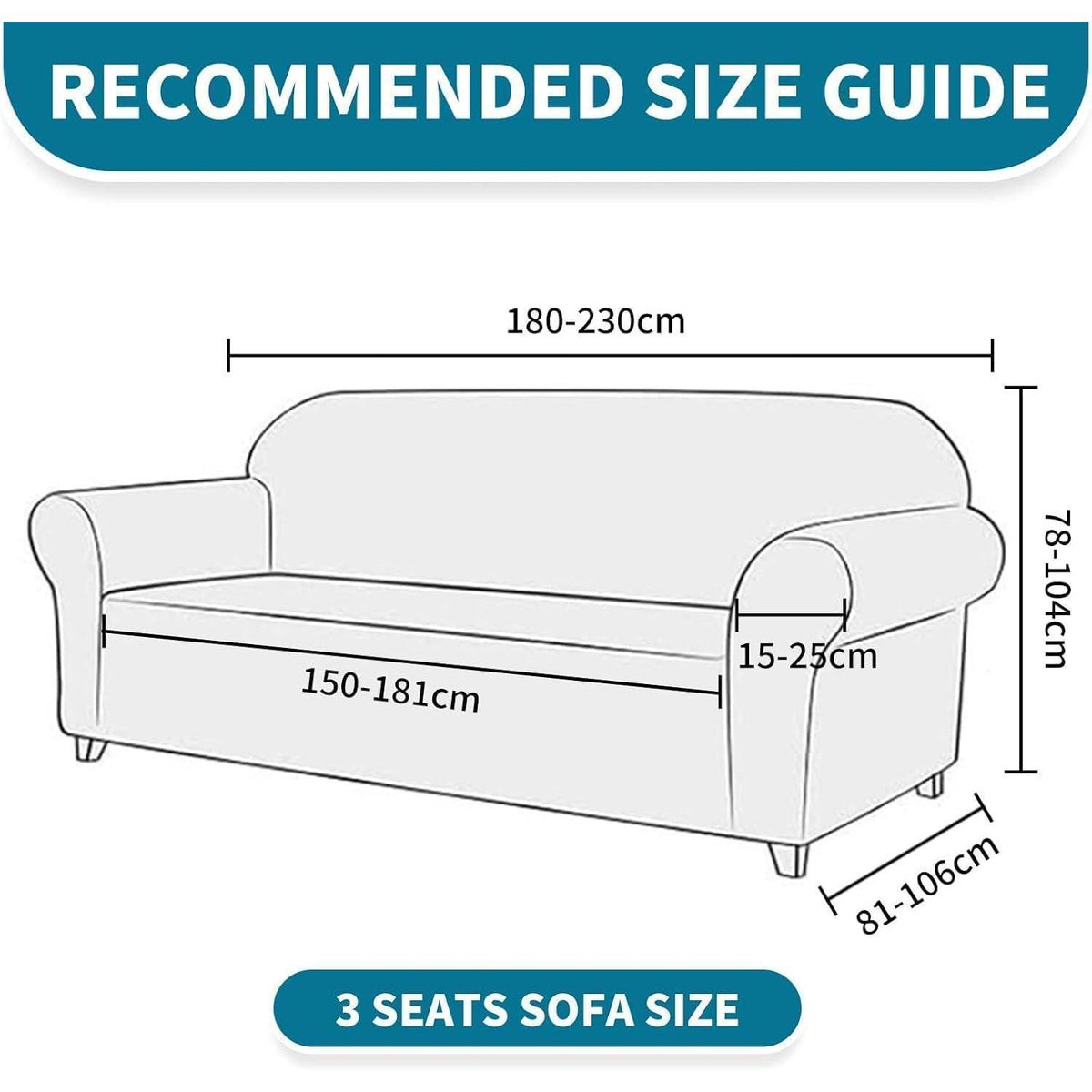 Stretch Sofaüberzug 3-Sitzer – Braun, Rutschfest & Waschbar
