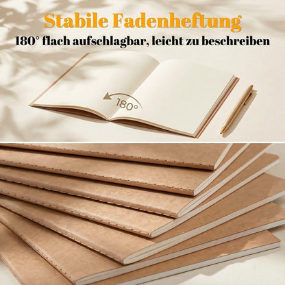 100er Set Blanko Notizbücher A5 | Kraftpapier, 30 Blatt