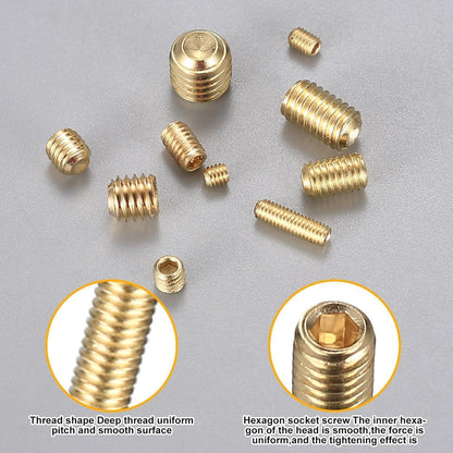 Madenschrauben Set 300 Stk. M3-M8 Innensechskant Gold mit Schlüssel