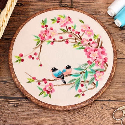 Kreuzstich Set Vögel & Blumen – Anfänger Stickset mit Zubehör