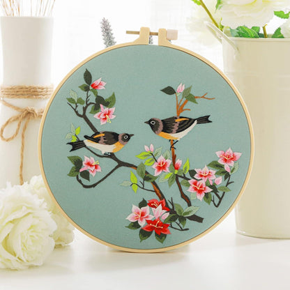 Kreuzstich Set Vögel & Blumen – Anfänger Stickset mit Zubehör