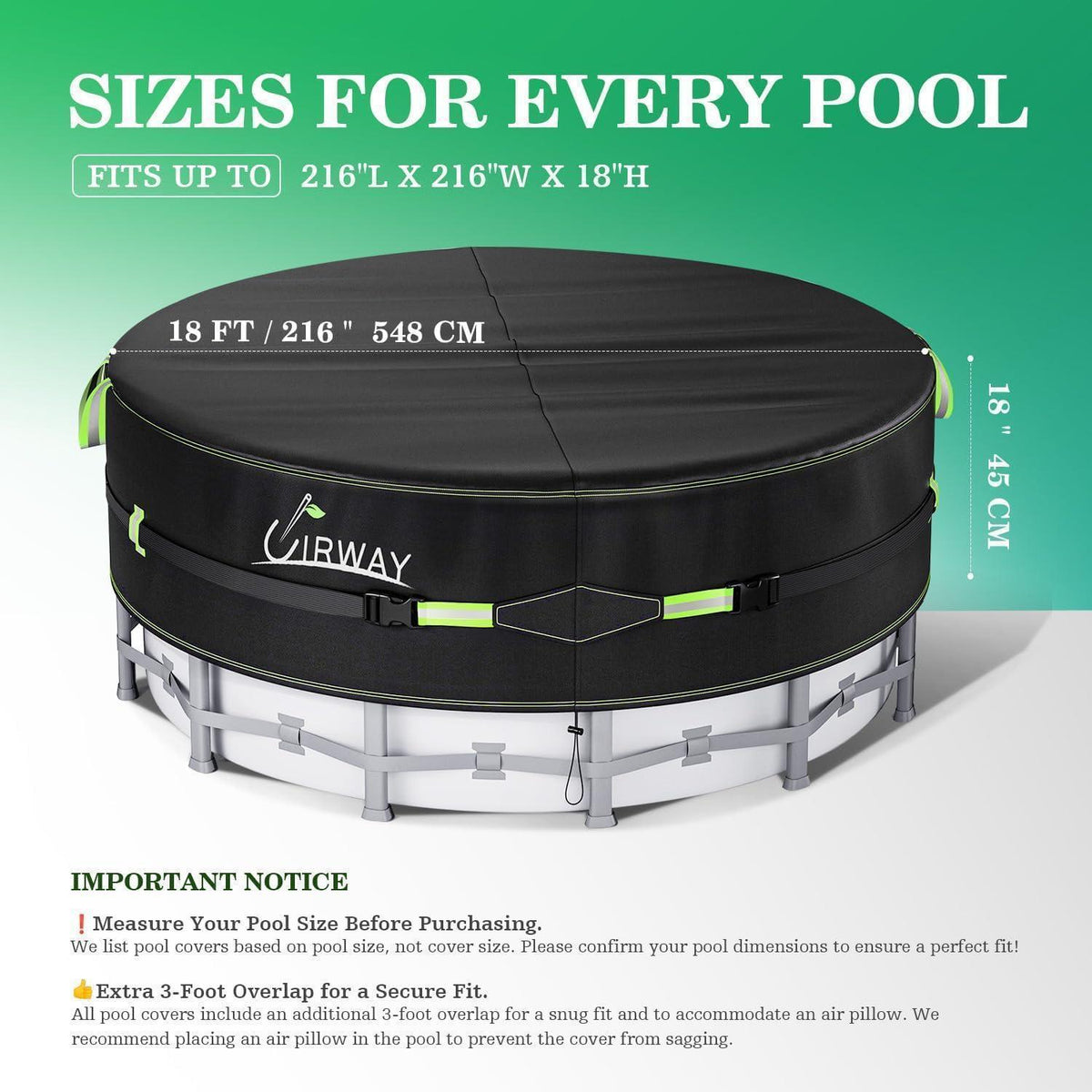 Runde Poolabdeckung 549cm – UV-Schutz & Windfest