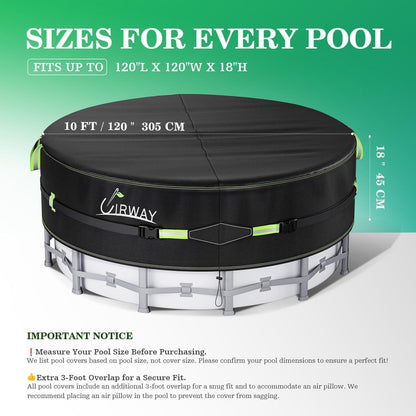 Runde Poolabdeckung 305cm – 420D UV-Schutz mit Kordelzug