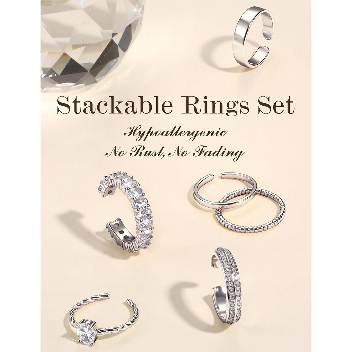 10er Set Verstellbare Damen Ringe Goldfarben | Minimalistisch & Stapelbar