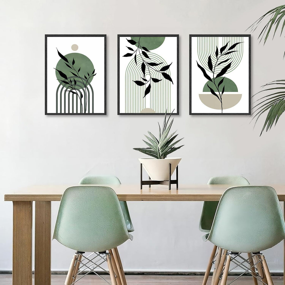Salbei Grün Boho Wandbilder Minimalistische Geometrische Leinwand