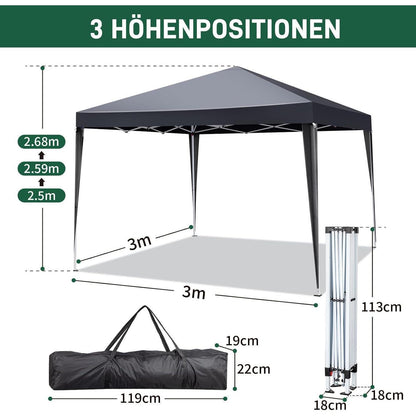 3x3m Faltpavillon – Stabil, Wasserdicht & UV-Schutz