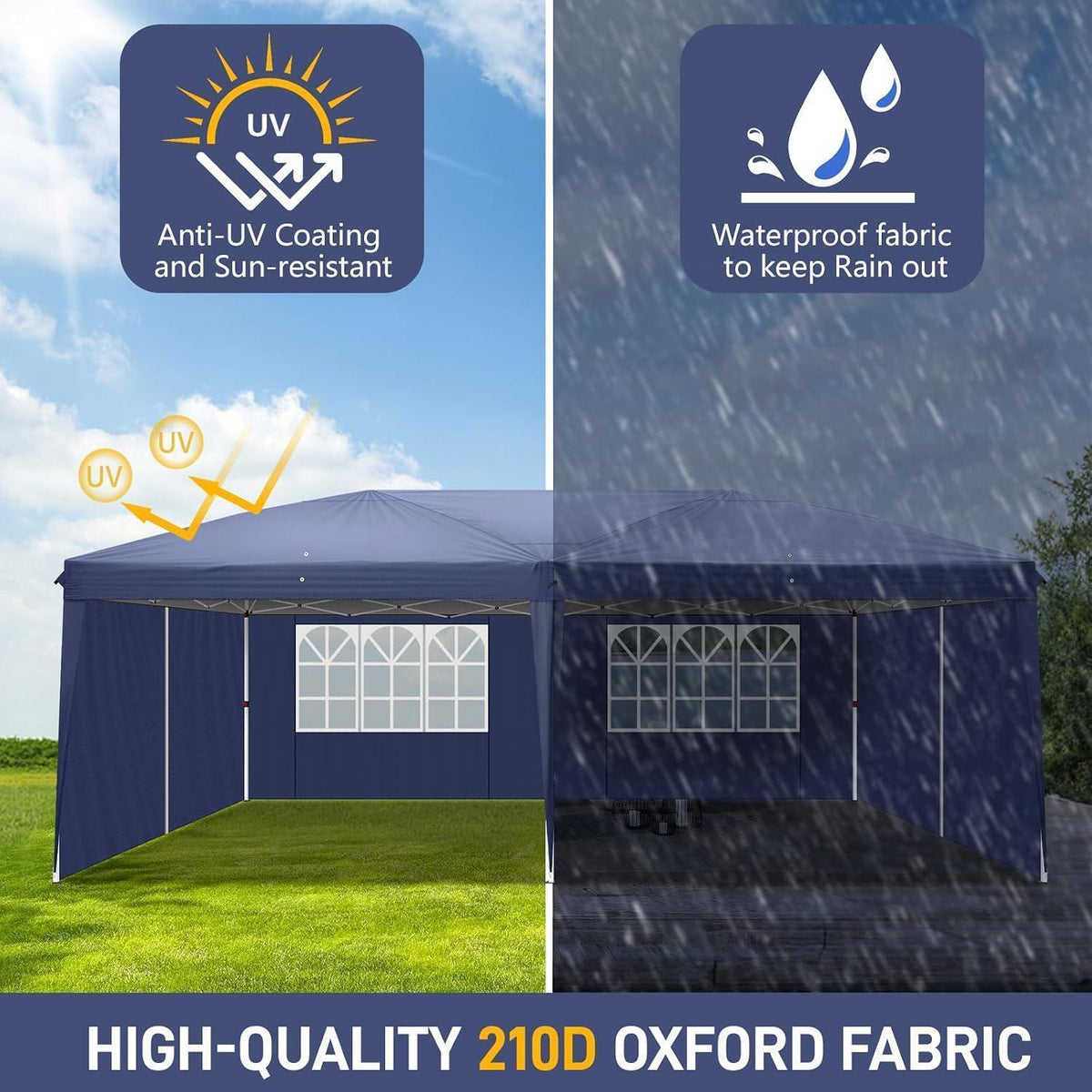 3x6m Faltpavillon Wasserdicht – Winterfest & Höhenverstellbar