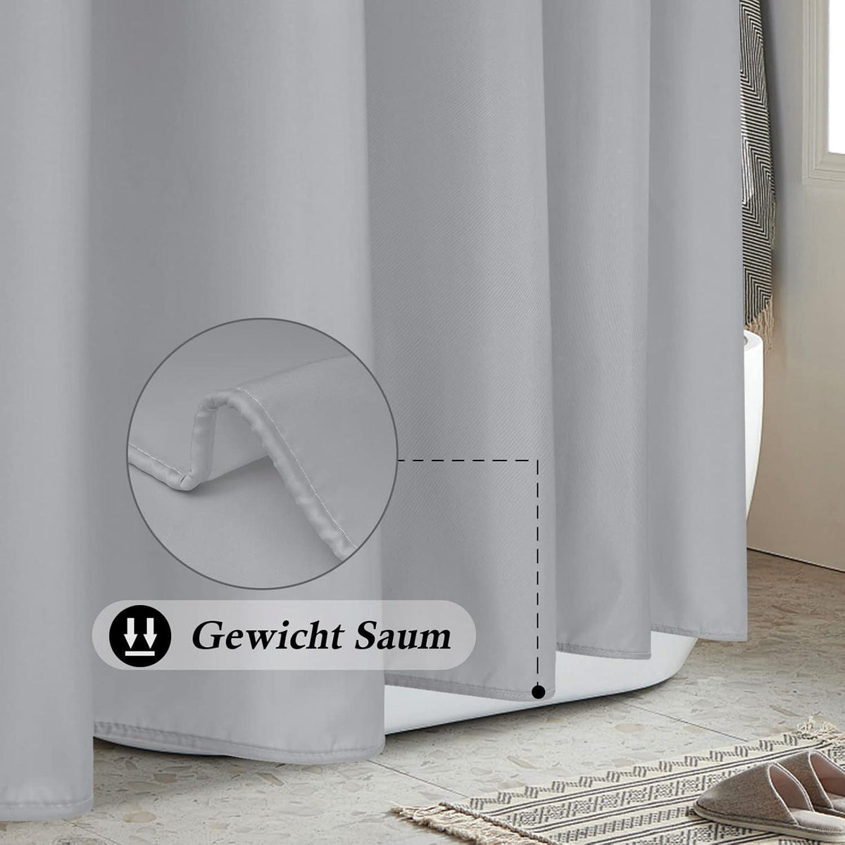 Duschvorhang Grau 120x180 cm – Wasserdicht & Anti-Schimmel
