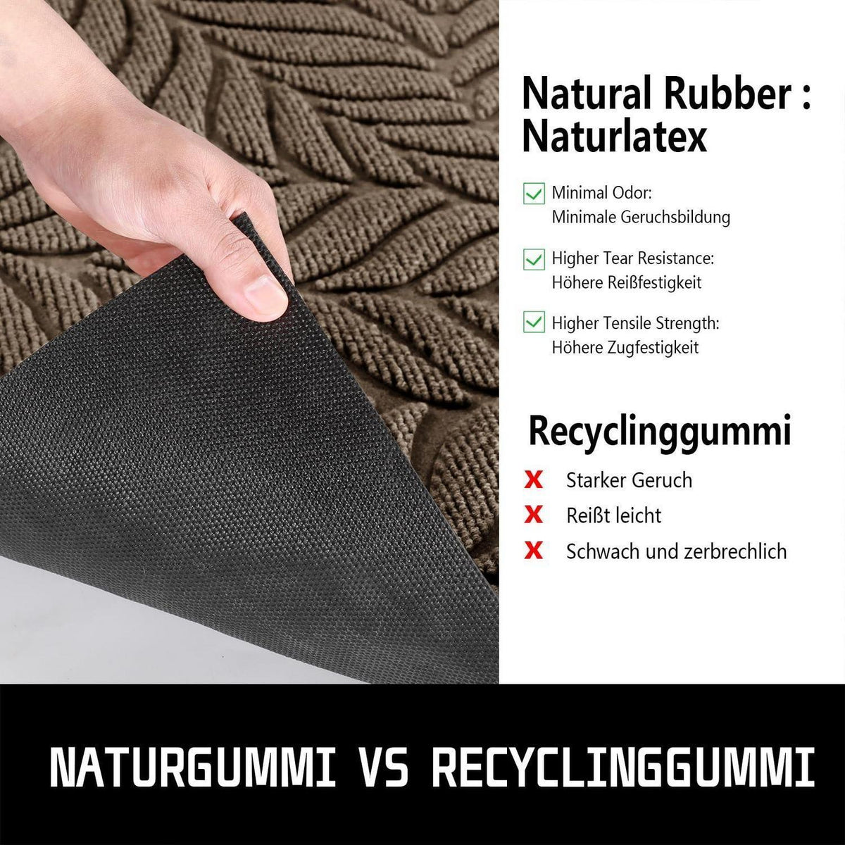 Fußmatte rutschfest 120x80 cm – Braun, wetterfest & sauber