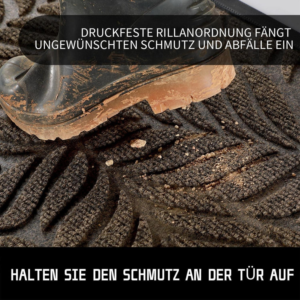 Fußmatte rutschfest 120x80 cm – Braun, wetterfest & sauber