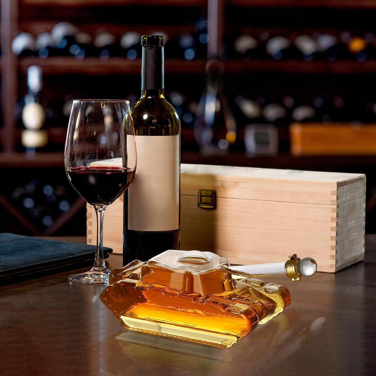Panzer Karaffe 1000ml mit Gläsern – Whisky Geschenkset